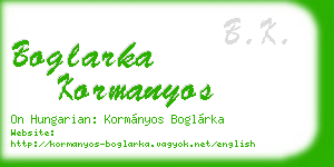 boglarka kormanyos business card