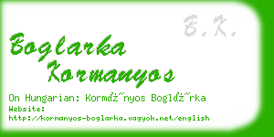 boglarka kormanyos business card